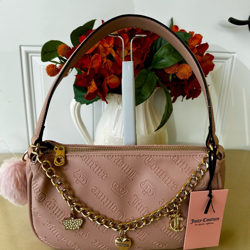 Juicy Couture Pink Blush Shoulder Bag with Gold Chain Hardware